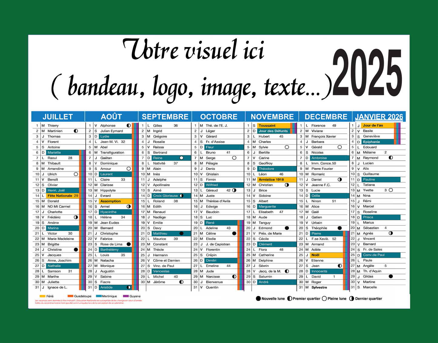 Calendrier personnalisé premium